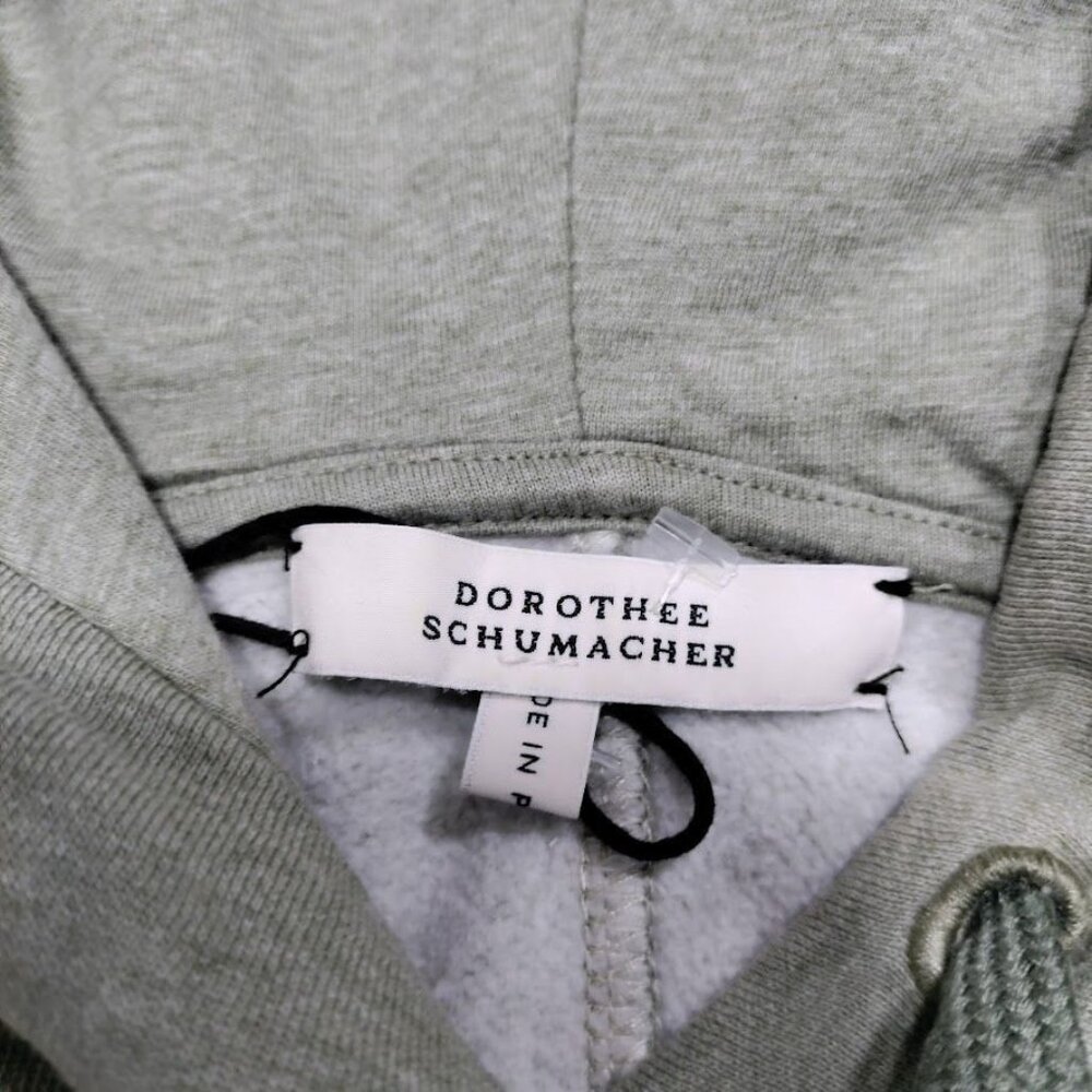 Dorothee Schumacher Cropped Sage Green Hoodie With Drawstring & Ribbed Cuffs S - Picture 7 of 12